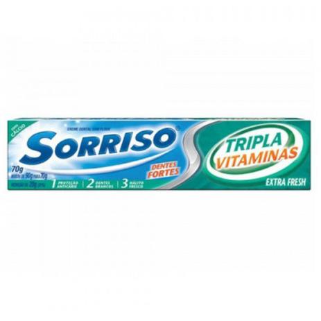 Creme dental tradicional sorriso 70g tripla vitamina - Sem marca Menor preço em Creme dental tradicional sorriso 70g tripla vitamina - Sem marca