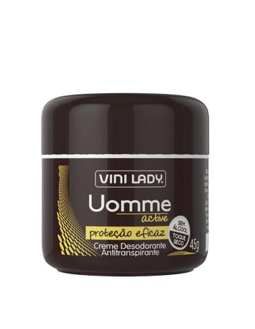 Creme Desodorante Antitranspirante Uomme Active, sem álcool, toque seco 45gr - Vini lady é boa?