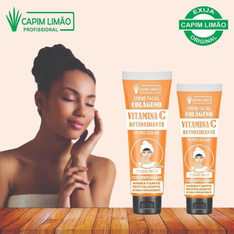 Creme Facial de Vitamina C + Colágeno - Capim Limão 40g Menor preço em Creme Facial de Vitamina C + Colágeno - Capim Limão 40g