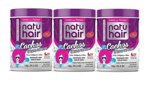 Creme Para Pentear Natu Hair Cachos T.bom 3x1k Menor preço em Creme Para Pentear Natu Hair Cachos T.bom 3x1k