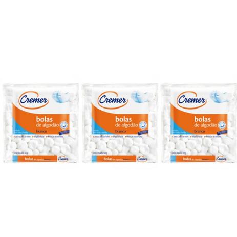 Cremer Algodão Bolinha 50g (Kit C/03) Menor preço em Cremer Algodão Bolinha 50g (Kit C/03)