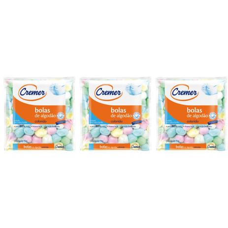 Cremer Algodão Bolinha Colorido 50g (Kit C/03) Menor preço em Cremer Algodão Bolinha Colorido 50g (Kit C/03)