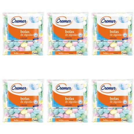 Cremer Algodão Bolinha Colorido 50g (Kit C/06) Menor preço em Cremer Algodão Bolinha Colorido 50g (Kit C/06)