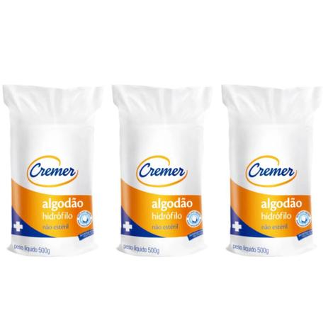 Cremer Algodão Rolo 500g (Kit C/03) Menor preço em Cremer Algodão Rolo 500g (Kit C/03)