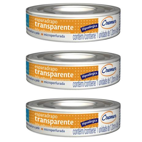 Cremer Esparadrapo Hipoalergênico Transparente 1,2cmx4,5m (Kit C/03) é boa?