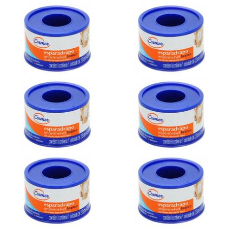 Cremer Esparadrapo Impermeável 2,5cmx4,5m (Kit C/06) Menor preço em Cremer Esparadrapo Impermeável 2,5cmx4,5m (Kit C/06)