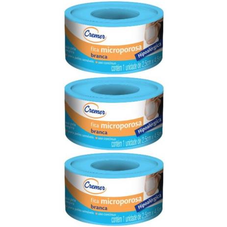Cremer Fita Micropore Branca 2,5cmx4,5m C/12 (Kit C/03) Menor preço em Cremer Fita Micropore Branca 2,5cmx4,5m C/12 (Kit C/03)
