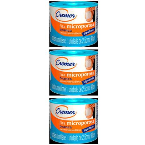 Cremer Fita Micropore Branca 2,5cmx90cm C/12 (Kit C/03) Menor preço em Cremer Fita Micropore Branca 2,5cmx90cm C/12 (Kit C/03)