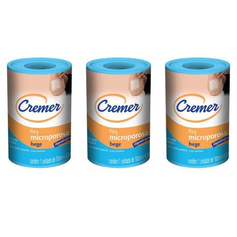 Cremer Fita Microporosa Bege 10cmx4,5m (Kit C/03) Menor preço em Cremer Fita Microporosa Bege 10cmx4,5m (Kit C/03)