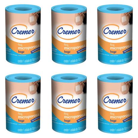 Cremer Fita Microporosa Bege 10cmx4,5m (Kit C/06) Menor preço em Cremer Fita Microporosa Bege 10cmx4,5m (Kit C/06)