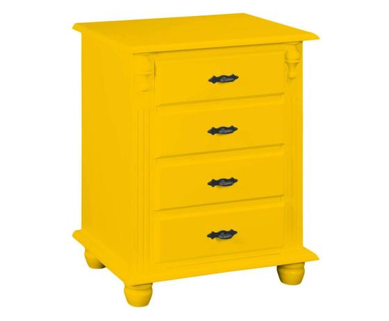 Criado Mudo 4 Gavetas Amarelo - Wood prime - my Menor preço em Criado Mudo 4 Gavetas Amarelo - Wood prime - my