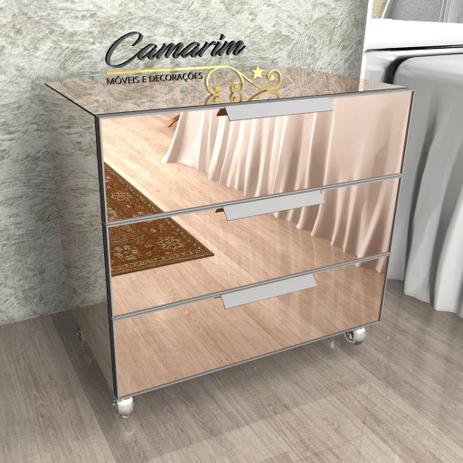 Criado Mudo Espelhado (ESPELHO BRONZE) 3 gavetas C BORDA ALUMINIO - CR17BRONZE - Camarim móveis Menor preço em Criado Mudo Espelhado (ESPELHO BRONZE) 3 gavetas C BORDA ALUMINIO - CR17BRONZE - Camarim móveis