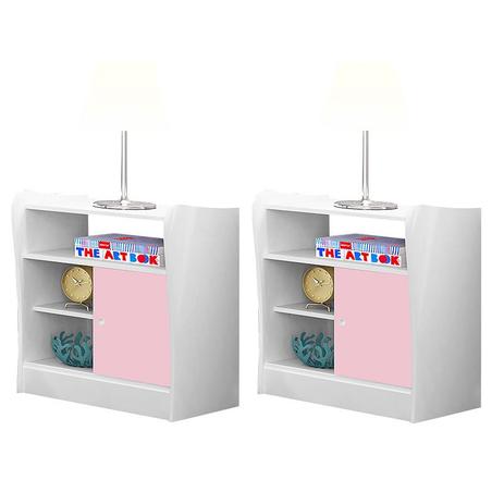 Criado Mudo Infantil Amore Branca/Rosa - Qmovi Menor preço em Criado Mudo Infantil Amore Branca/Rosa - Qmovi
