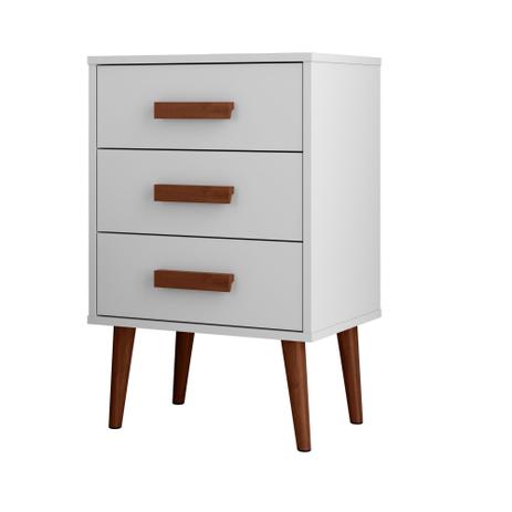 Criado Mudo Luxo London 3 Gavetas MDF Branco - beemóveis Menor preço em Criado Mudo Luxo London 3 Gavetas MDF Branco - beemóveis