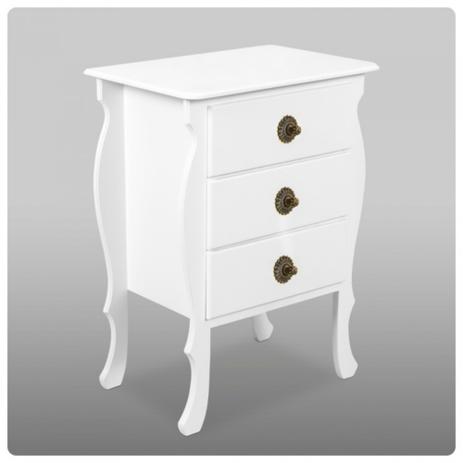 Criado-Mudo Madri c/ Três Gavetas Branco Criado Mudo Vintage Retrô Provençal balcão mesa de quarto - Casa gaúcha Menor preço em Criado-Mudo Madri c/ Três Gavetas Branco Criado Mudo Vintage Retrô Provençal balcão mesa de quarto - Casa gaúcha