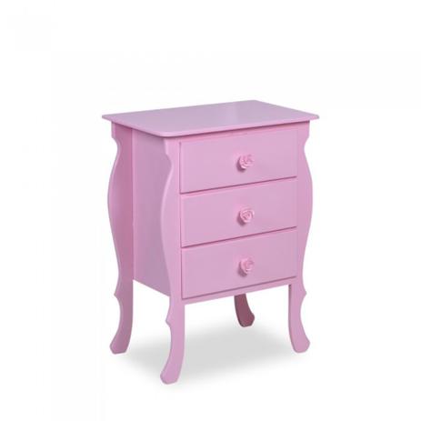 Criado-Mudo Madri c/ Três Gavetas Rosa Criado Mudo Vintage Retrô Provençal balcão mesa de quarto - Casa gaúcha Menor preço em Criado-Mudo Madri c/ Três Gavetas Rosa Criado Mudo Vintage Retrô Provençal balcão mesa de quarto - Casa gaúcha