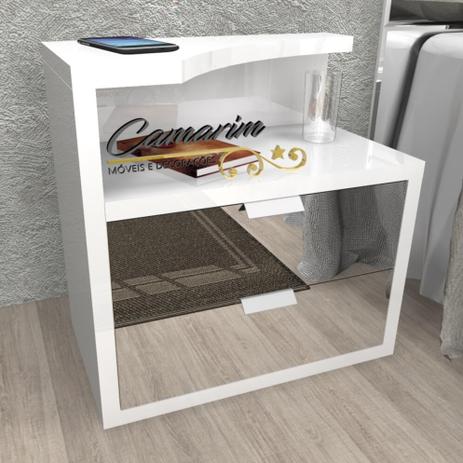 Criado Mudo Moderno 2 Gaveta com Frente da Gaveta Espelhado - Cr04 - BRANCO BRILHANTE - Camarim móveis Menor preço em Criado Mudo Moderno 2 Gaveta com Frente da Gaveta Espelhado - Cr04 - BRANCO BRILHANTE - Camarim móveis