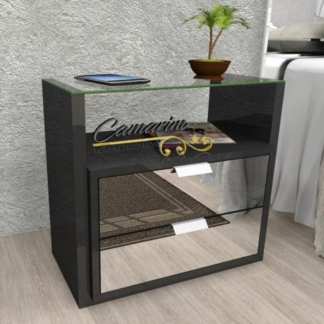 Criado Mudo Moderno Com Frente da Gaveta Espelhado e Tampo De Vidro - CR02 - Camarim móveis Menor preço em Criado Mudo Moderno Com Frente da Gaveta Espelhado e Tampo De Vidro - CR02 - Camarim móveis