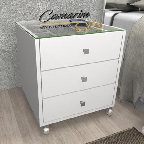 Criado Mudo Moderno com Porta Joia 3 Gavetas - Cr05 Puxador Quadrado - BRANCO - Camarim móveis Menor preço em Criado Mudo Moderno com Porta Joia 3 Gavetas - Cr05 Puxador Quadrado - BRANCO - Camarim móveis