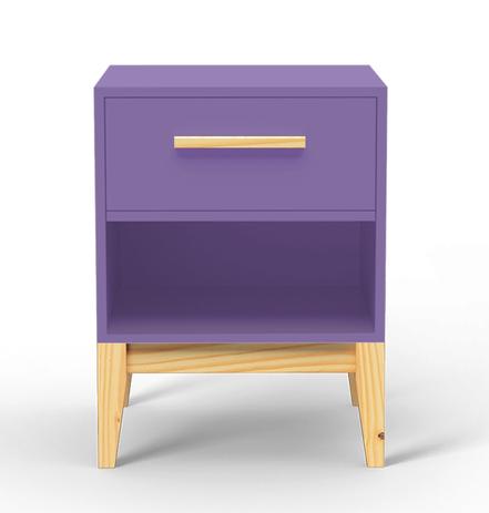 Criado-Mudo Pine com Gaveta - Roxo - Veromobili Menor preço em Criado-Mudo Pine com Gaveta - Roxo - Veromobili