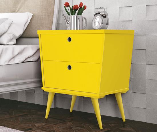 Criado Mudo Quarto Estilo Retro Dream Cor Amarelo - Edn moveis Menor preço em Criado Mudo Quarto Estilo Retro Dream Cor Amarelo - Edn moveis