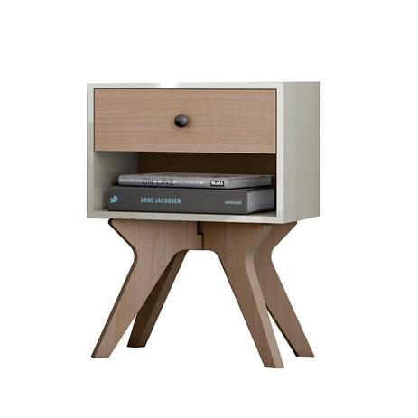 Criado-mudo Tw47 L: 46 x A: 66 x P: 35 Wn2 - Off-white Com Natural Dalla Costa Menor preço em Criado-mudo Tw47 L: 46 x A: 66 x P: 35 Wn2 - Off-white Com Natural Dalla Costa