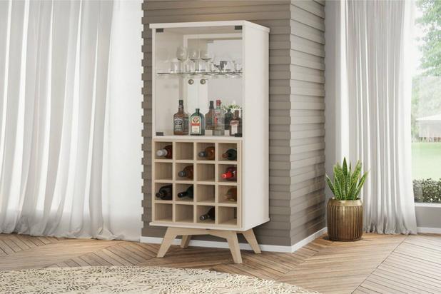 Cristaleira Dalla Costa C711 Espelhada com Adega Off White com Natural Menor preço em Cristaleira Dalla Costa C711 Espelhada com Adega Off White com Natural