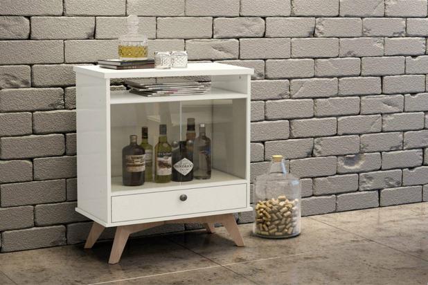 Menor preço em Cristaleira Dalla Costa R419 01 Gaveta e 02 Portas de vidro Off White com Natural