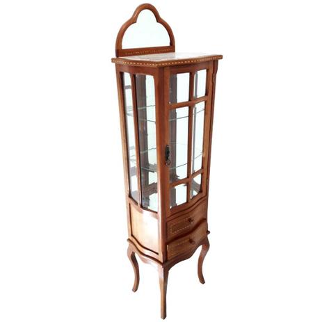 Cristaleira em Madeira Clássica Fundo Espelhado 2 Gavetas - Prime home decor Menor preço em Cristaleira em Madeira Clássica Fundo Espelhado 2 Gavetas - Prime home decor