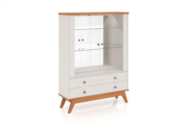 Cristaleira Espelhada com Led 2 Portas e 2 Gavetas cm Off White e Freijo - Dalla costa é boa?