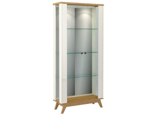 Cristaleira Espelhada com Led 2 Portas Off White e Freijo - Dalla costa Menor preço em Cristaleira Espelhada com Led 2 Portas Off White e Freijo - Dalla costa