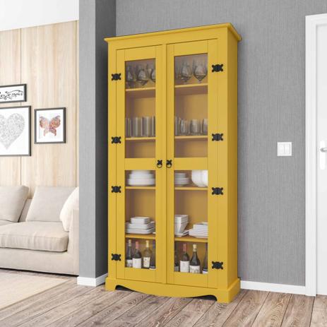 Cristaleira New York 2 Portas com Vidro - Amarelo - Rv móveis Menor preço em Cristaleira New York 2 Portas com Vidro - Amarelo - Rv móveis