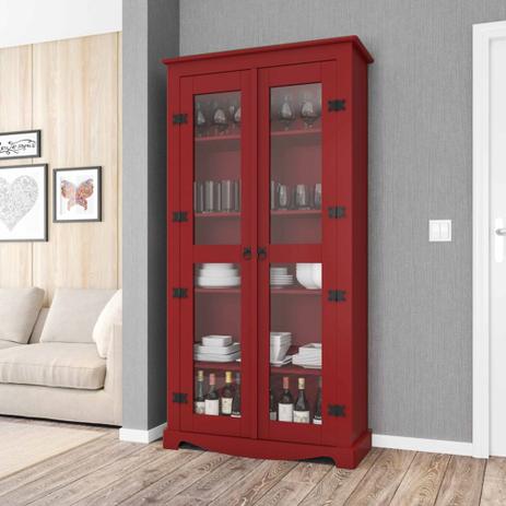 Cristaleira New York 2 Portas com Vidro - Vermelho - Rv móveis Menor preço em Cristaleira New York 2 Portas com Vidro - Vermelho - Rv móveis
