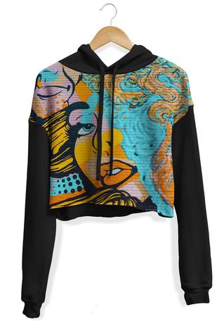 crop fleece moletom com capuz