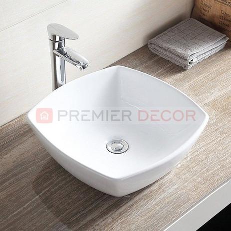 Cuba de Apoio Banheiro Lavabo Sobrepor de Porcelana Cerâmica Louça C265 + Válvula Click V01 - Premierdecor Menor preço em Cuba de Apoio Banheiro Lavabo Sobrepor de Porcelana Cerâmica Louça C265 + Válvula Click V01 - Premierdecor