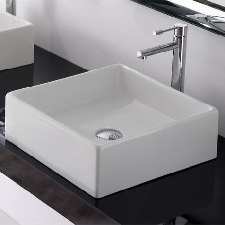 Menor preço em Cuba de Apoio Banheiro Lavabo Sobrepor Quadrada de Porcelana Cerâmica Louça C273 - Premierdecor