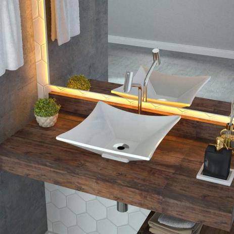 Cuba de Apoio para Banheiro L34 Lux Quadrada Folha Compace Branco Menor preço em Cuba de Apoio para Banheiro L34 Lux Quadrada Folha Compace Branco