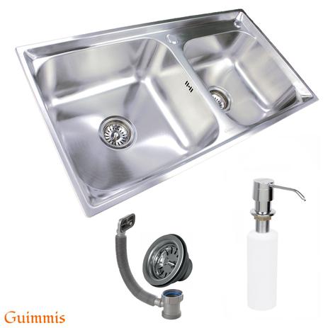 Cuba Dupla 7742 Escov.Gourmet + Dispenser Sabão Inox Guimmis Menor preço em Cuba Dupla 7742 Escov.Gourmet + Dispenser Sabão Inox Guimmis