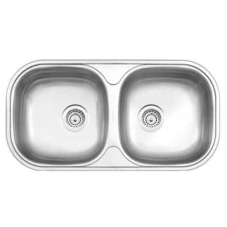 Cuba Dupla Retangular Horizontal Aco Inox 78X40 Acetinado c/válvula de Ø 4 1/2” com escape Tramontina Menor preço em Cuba Dupla Retangular Horizontal Aco Inox 78X40 Acetinado c/válvula de Ø 4 1/2” com escape Tramontina