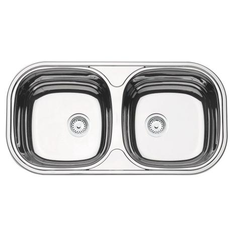 Cuba Dupla Retangular Horizontal Aco Inox 78X40 Alto Brilho c/válvula de Ø 3 1/2” Tramontina Menor preço em Cuba Dupla Retangular Horizontal Aco Inox 78X40 Alto Brilho c/válvula de Ø 3 1/2” Tramontina