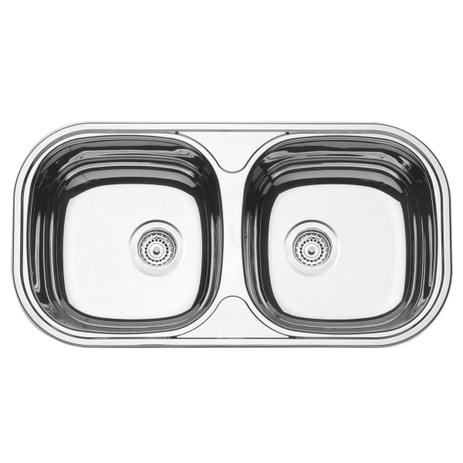 Cuba Dupla Retangular Horizontal Aco Inox 78X40 Alto Brilho c/válvula de Ø 4 1/2” com escape Tramontina Menor preço em Cuba Dupla Retangular Horizontal Aco Inox 78X40 Alto Brilho c/válvula de Ø 4 1/2” com escape Tramontina