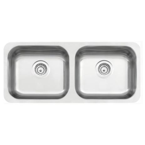 Cuba Dupla Retangular Horizontal Aco Inox 89X39 Acetinado c/válvula de Ø 4 1/2” Tramontina Menor preço em Cuba Dupla Retangular Horizontal Aco Inox 89X39 Acetinado c/válvula de Ø 4 1/2” Tramontina
