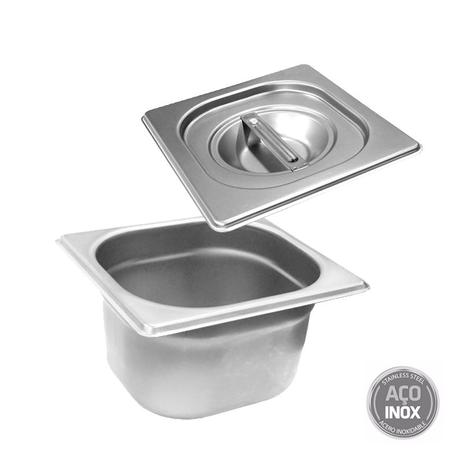 Cuba Gastronomica Inox Gn 1/6x100mm com Tampa p/ Buffet - Ipe cozinhas Menor preço em Cuba Gastronomica Inox Gn 1/6x100mm com Tampa p/ Buffet - Ipe cozinhas
