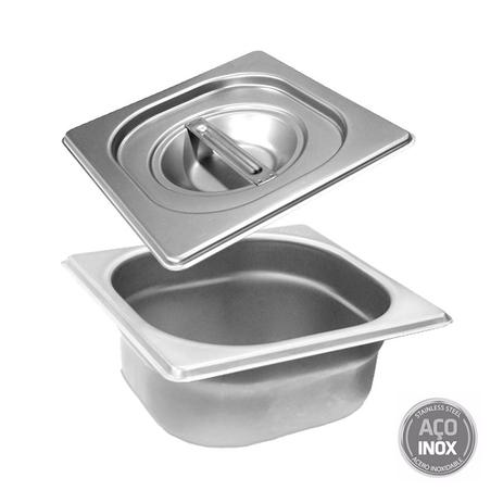 Cuba Gastronomica Inox Gn 1/6x65mm com Tampa p/ Buffet - Ipe cozinhas Menor preço em Cuba Gastronomica Inox Gn 1/6x65mm com Tampa p/ Buffet - Ipe cozinhas