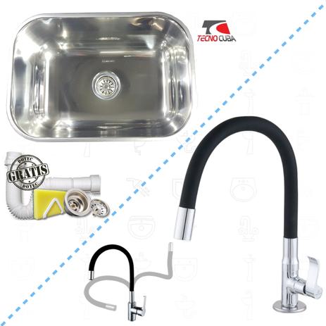 Cuba inox n2 56x34x17cm 430 + torneira gourmet color black bancada - Dotec Menor preço em Cuba inox n2 56x34x17cm 430 + torneira gourmet color black bancada - Dotec