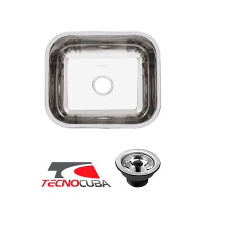 Cuba inox para cozinha Tecnocuba Alto Brilho 40x34x17cm válvula gratuita aço 430 Menor preço em Cuba inox para cozinha Tecnocuba Alto Brilho 40x34x17cm válvula gratuita aço 430