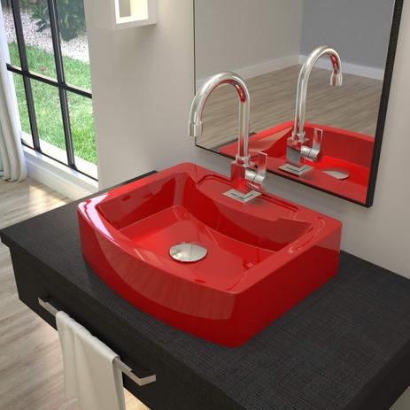 Cuba para Banheiro RT41W Retangular Aria Compace Vermelho Menor preço em Cuba para Banheiro RT41W Retangular Aria Compace Vermelho