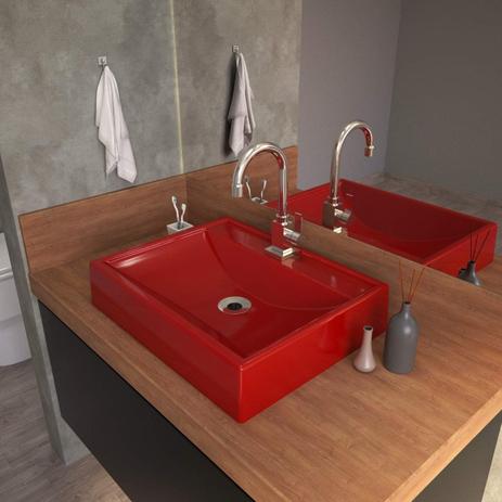 Cuba para Banheiro RT49W Retangular Compace Vermelho Menor preço em Cuba para Banheiro RT49W Retangular Compace Vermelho