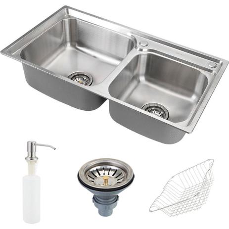 Cuba para cozinha gourmet pia dupla aço inox com acessórios Ticunas Pingoo.casa é boa?