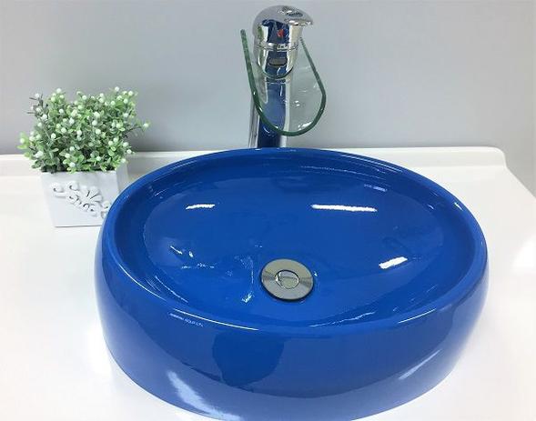 Cuba Pia De Apoio Para Banheiro Toleato Oval Luzza 39 Cm Marmorite Azul é boa?